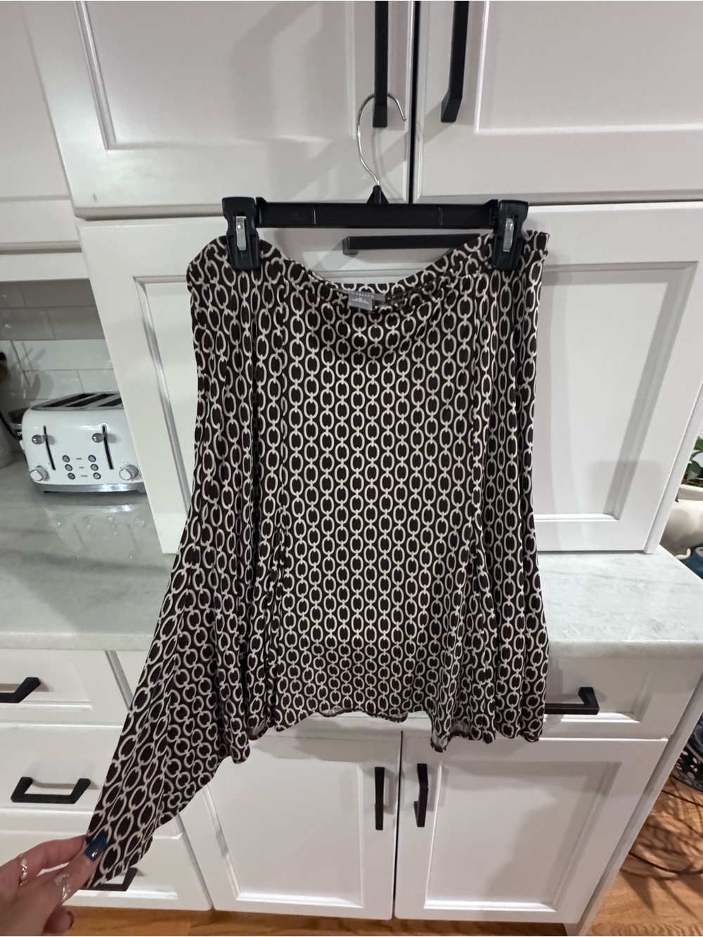Ann Taylor Brown and White Chain-Link Skater Skirt